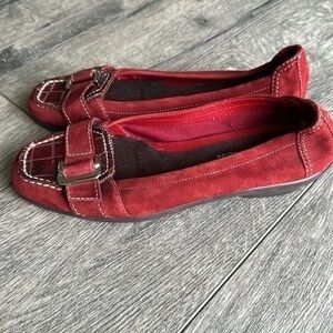 Aersoles shoes red loafers with buckle size 9.5 slip on casual balletcore